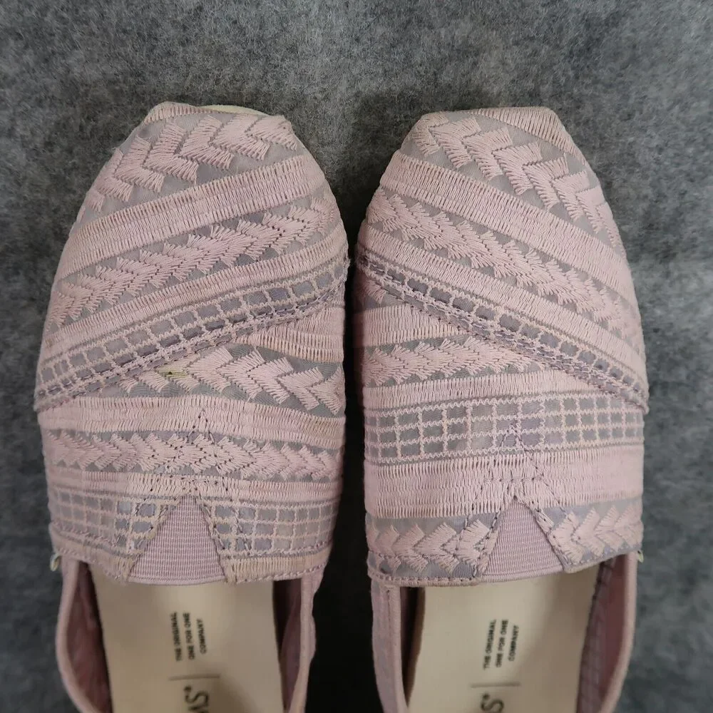 Toms Shoes Womens 8 Flats Casual Fashion Venice Lilac Arrow Embroidered Mesh